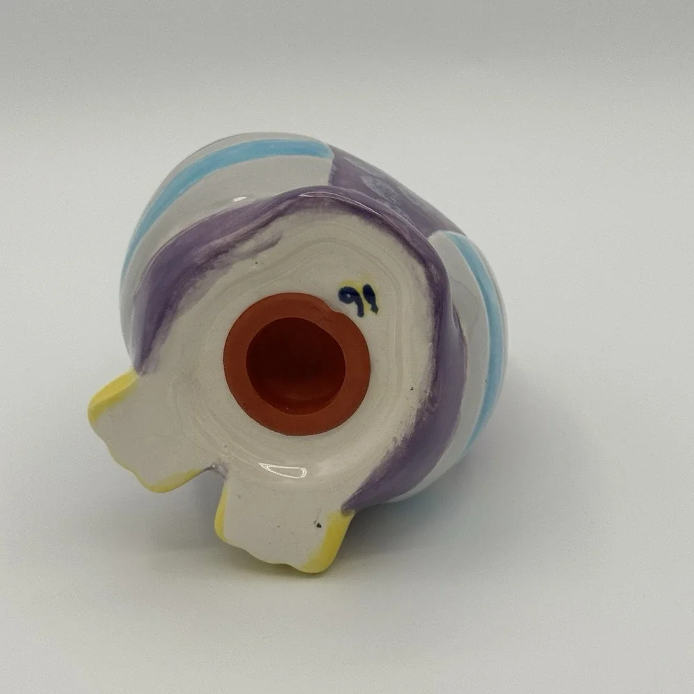 Purple Ceramic Owl Coin Bank Vintage Cute Kawaii Kids Room Decor Pottery
